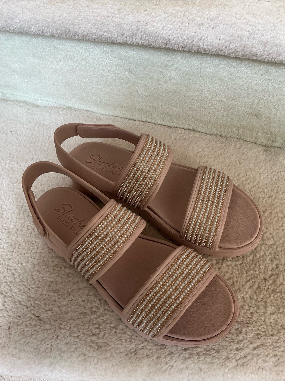 Skechers Blush Pink Beaded Slingback Sandals